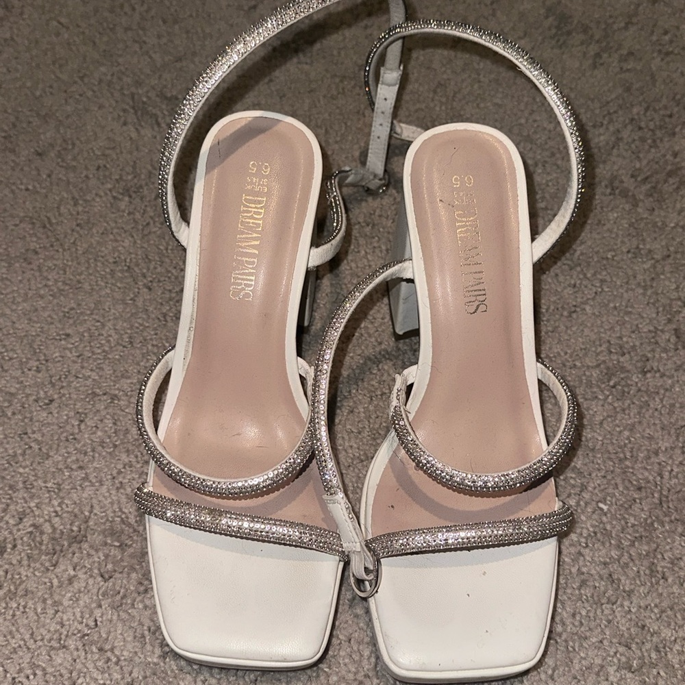 Dream Pairs White and Silver Women's Sandals | Perfect Bachelorette Heel!